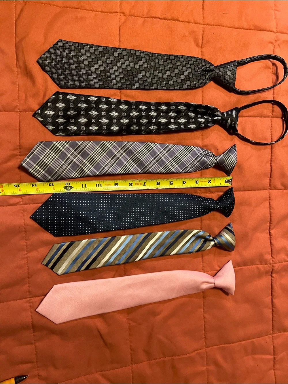 Mixed youth Tie Lot - Blue, Pink, Black, Gray Plaid & Patterned Neckties